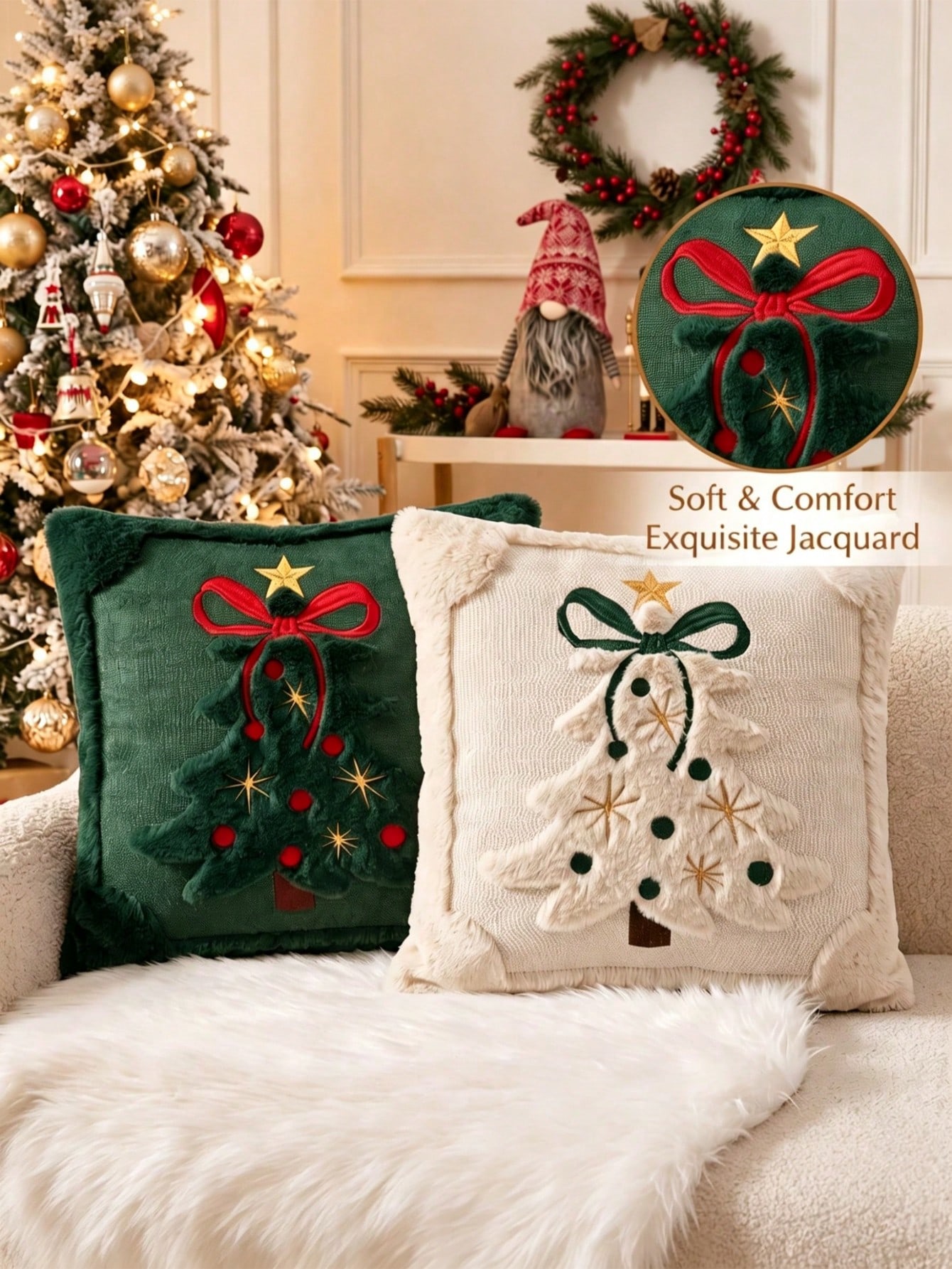 2 Stück 3D-Jacquard-Weihnachts – Pillow Insert 18X18 Bewertung und Preis